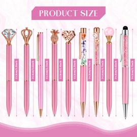 Janmini 9 Pcs Ballpoint Pens Set Metal Crystal Diamond Glitter Pens for Journaling Black Ink Pretty Cute Things Fancy Stationery Gifts for Women Girls Birthday Home Office Desk(Pink Purple)