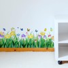 Green Grass Wall Corner Stickers Wildflower Butterflies Baseboard Skirting Line