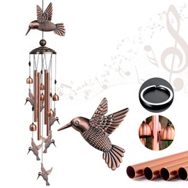 AttoShow Hummingbird Wind Chimes for Outside Windchimes Outdoor/Indoor, Home, Lawn, Porch, Yard Decorations,Metal Garden Decor Hummingbird Wind Chimes Gifts for Women/Men Birthday Gifts Memorial Gift