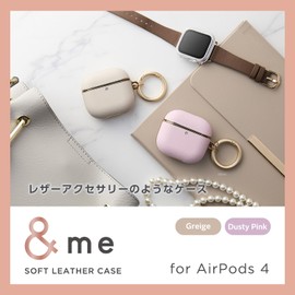 Elecom AirPods Case, 4th Generation, Active Noise Cancelling, Soft Leather Case &me Plating Line, Greige AVA-AP06PLMJGB