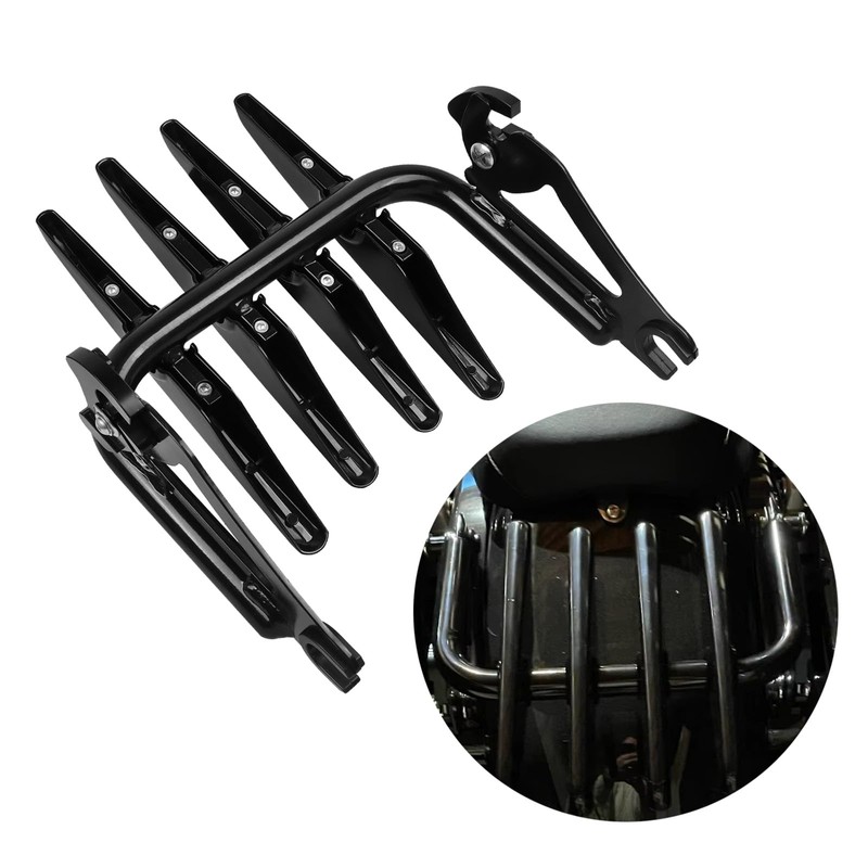 WORLDMOTOP Motorcycle Stealth Luggage Rack Gloss Black Detachable Trunk Rack
