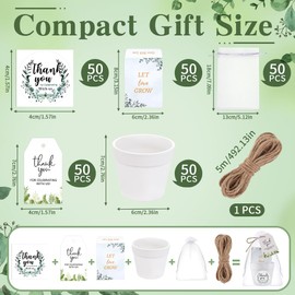 Nyvralora 50 Sets Wedding Favors for Guests Include Let Love Grow Seed Packets Kraft Paper Seed Envelopes Flowerpot Thank You Tags and Organza Gift Bags for Bridal Shower Wedding Party
