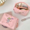Spaceman Embroidered Mini Makeup Bag Zipper Closure Multi Compartment Travel