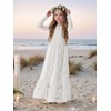 ALLOVIN Long Sleeve Boho Lace Flower Girl Dress, A-Line Ruffle