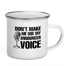 Bubble Hugs Announcer Camper Mug 12oz - announcer voice - Podcaster Radio Broadcaster Presenter Host Anchorman Microphone Reporter Narrator On Air Commentator