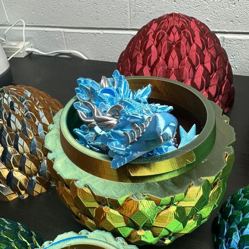 3D Printed Articulated Dragon Scale Eggs - Size: XXL Rainbow