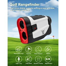 Super E Caddy Laser Golf/Hunting Range Finder, 875 Laser Range Finder with 6X Magnification, Fully Multi-Coated Ultra-Clear View, with Slope Correction, Pin-Seeker & Flag-Lock