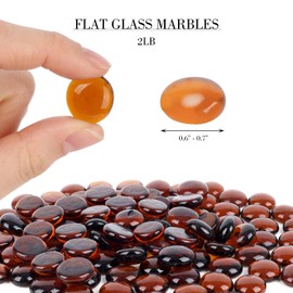 DomeStar 2LB Amber Flat Glass Marbles, Decorative Marbles for Vases Aquarium Pebbles Fish Tank Rocks Vase Fillers DIY Crafts Table Scatter Decor