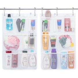 Lifewit Cruise Essentials Shower Caddy Must-Have, 7 Pockets Hanging Bathroom Organizer with Quick-Dry Mesh, Portable Shower Bag to Storage Soap, Shampoo, for RVing, Travel, Camping, White, 2 Packs