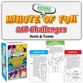 Funwares Minute of Fun Game - Minute to Win It Games for Kids, Adults, Teens, Families, Game Night, Gift for Home, Birthdays, or Travel. 2-12 Players! Home Edition, 218 Challenges!
