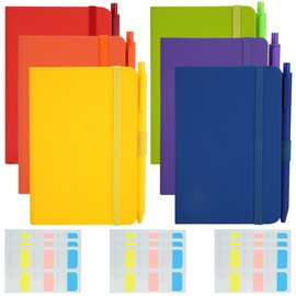 HAOTIAN-X 6 Stück A6 Taschen-Notizbücher, Kleines Hardcover-Notizbuch, 6 Mini Journal Notizbuch mit 6 Stiften und 10 Haftnotizen, A6 Notizbuch liniertes Journal Notizblöcke 160 Seiten (Farbig)