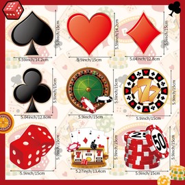 45 Pcs Casino Party Cutouts Las Vegas Casino Decorations Poker Dice Slot Machine Paper Cutting with Glue Point for Bulletin Board Party Supplies