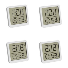 TFA Dostmann Digital Thermo-Hygrometer 30.5053.02.04 Set of 4 Indoor Temperature and Humidity, Small and Handy, for Standing or Hanging, (L) 46 x (W) 13 (34) x (H) 43 mm, White
