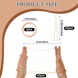 84 Pcs Hair Nets for Buns Blonde Ballet Bun Hair Net for Girls and Women - 40 Elastic Invisible Hairnets with 40 U-Shaped Pins and 4 Hair-Bands for Dance