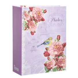 6x4'' Small Purple Vintage Bird Slip In Case Photo Album for 100 Photos
