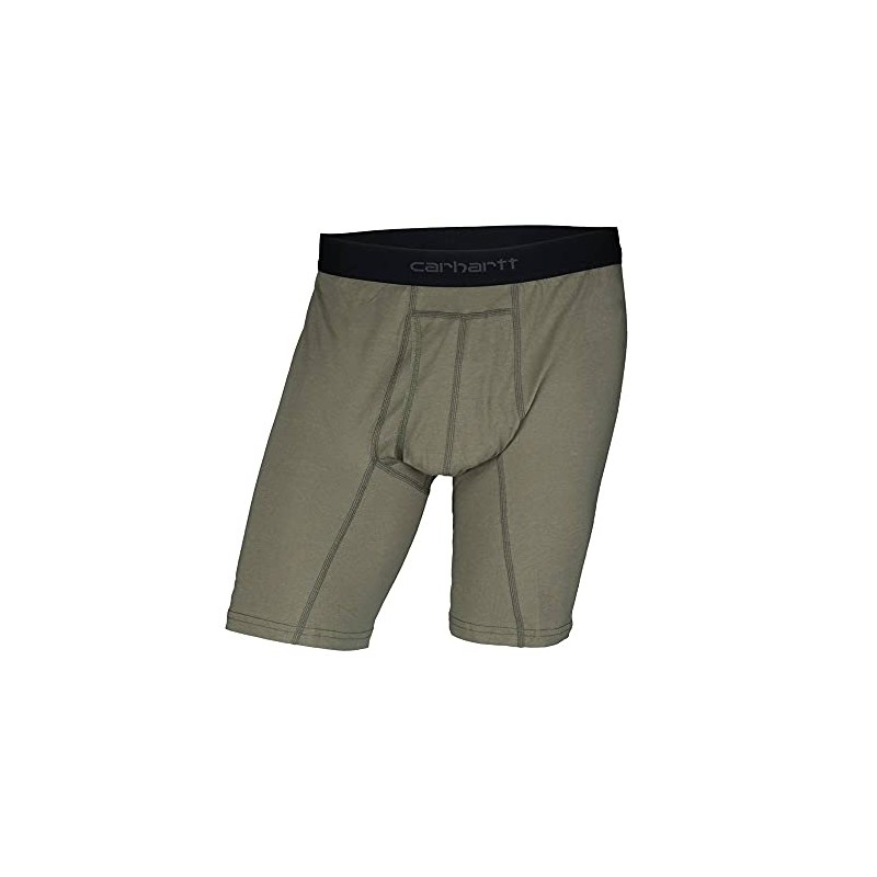 CARHARTT Men's Cotton Polyester 2 Pack Boxer Brief, Burnt Olive,