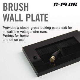 G-PLUG Cable Pass Through Wall Plate Faceplate with Brush – Black Double Gang Cover for HDMI, TV, Ethernet, Speaker Wires – Easy to Install, Clean Cable Management Solution