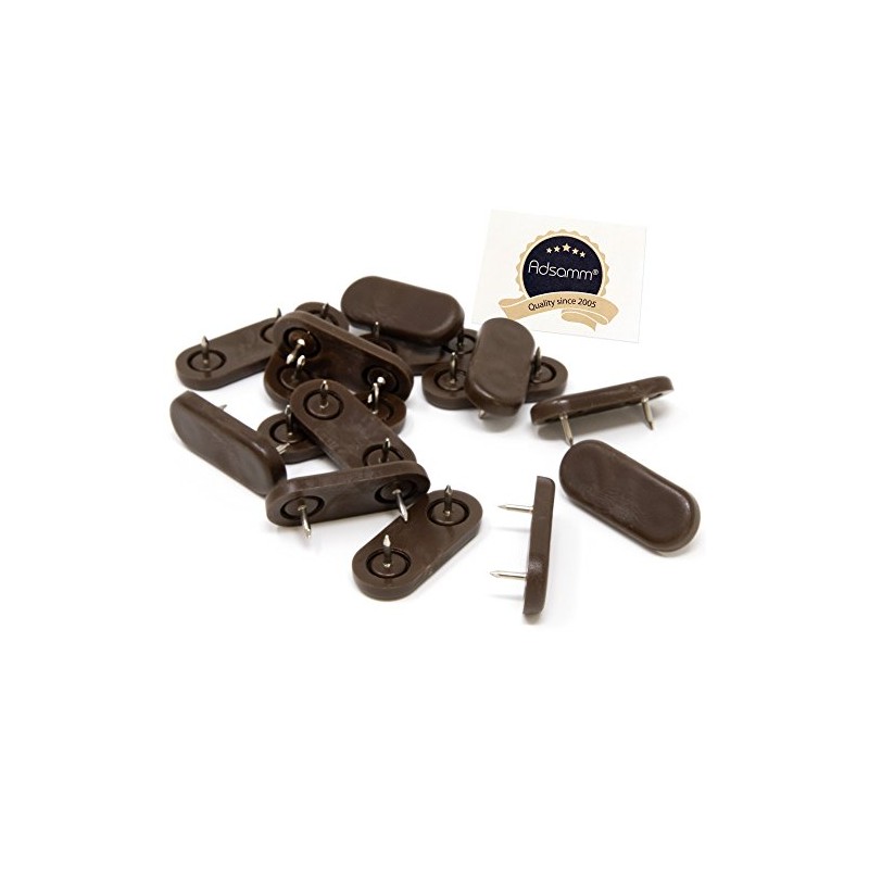 Adsamm® 16 x plastic glides with 2 nails, brown, 18