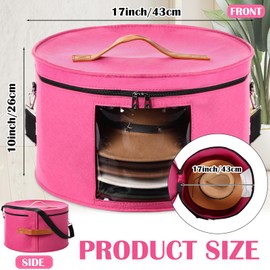 Suzile 4 Pack Large Round Foldable Felt Hat Box for Women Storage 17 x 10 Inch Cowboy Hat Storage Box with Lid Closet Cowboy Case Organizer Clothes Bin(Rose Red)
