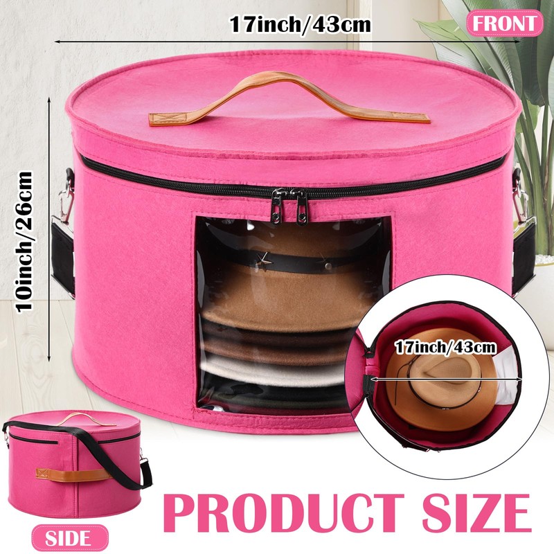 Suzile 4 Pack Large Round Foldable Felt Hat Box for