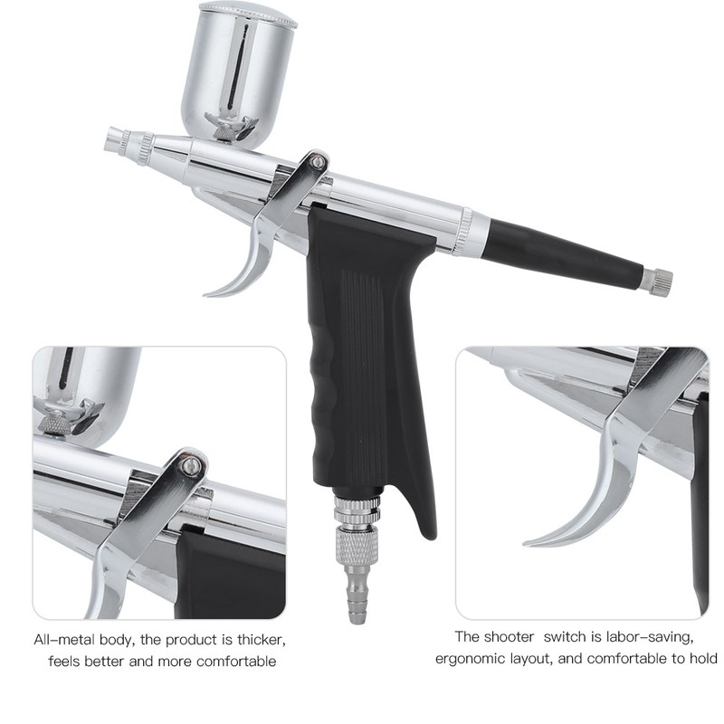 Airbrush 0.3mm Caliber Side Pot Single Action Set Art Supplies
