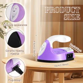 Zhehao 4 Pcs Mini Craft Iron Portable Handy small Heat Transfer Machine with Charging Base Accessories for DIY Clothes Beads Patch Bag Hat Vinyl Projects (Purple, Olive Green, Light Blue, Yellow)