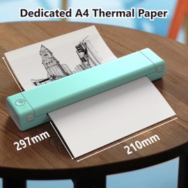 A4 Thermal Paper Rolls 210x297mm, Thermal Roll Printer Paper Compatible with Phomemo M832/M834, Itari, MUNBYN, HPRT Thermal Printers Portable Printer 2 Rolls - 54 Sheets (27 Sheets/Roll)