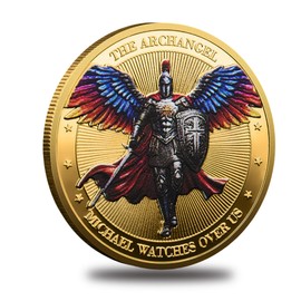 Saint Michael Archangel Challenge Coin – Psalm 91:10-11 Religious Commemorative Coin – Solid Iron Collectible Token with Protective Case – Inspirational Gift of Faith