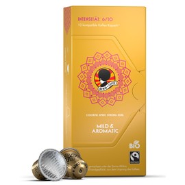 AFRO COFFEE Mild & Aromatic Bio I 10 Premium Coffee Capsules Fairtrade I Arabica & Robusta I in Compatible Coffee Capsules I Floral Coffee from East Africa I Medium Roasted & Low Acid