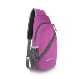 Bekahizar Sling Bag Backpack Cross Body Bag Chest Shoulder Rucksack Lightweight Multipurpose Day Packs for Men And Women Walking Cycling Hiking Camping Outdoor Sports (Rose red)