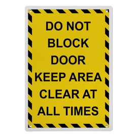 Do Not Block Door Keep Area Clear Sign, 8.5 x 11 in" OSHA Compliant Exit Do Not Block Sign, Weatherproof Plastic, UV resistant & Easy-to-Read Signage