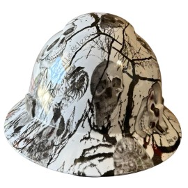 CAL PACIFIC White Skull Full Brim Hard Hat with with Fas-trac Suspension