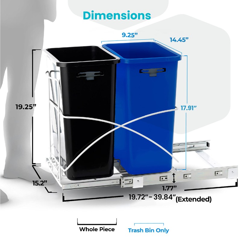 Home Zone Living 15.3 Gallon Pull Out Under Cabinet Trash