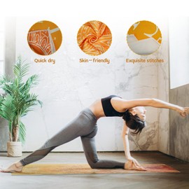 WatDenyFine Yogamatte rutschfest Yoga Handtuch rutschfest Yoga Decke Yogamatte Handtuch mit Aufbewahrungstasche Handtuch Schnelltrocknend Yogatuch für Pilates Hot Yoga Picknick