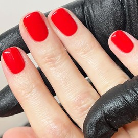 Red Press on Nails Square Fake Nails Solid Color False Nails with Design Full Cover Glossy Acrylic Nails Artificial Nails Glue on Nails Cute Press on Nails Cute Press on Nails for Women DIY Manicure 24Pcs