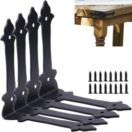 4 Inch Corner Protector Furniture Edge Corner Guards Corner Bracket Metal Embellishments with Wood Decorative Metal Rustic Hardware for Home Edge Corner Hardware Accessories (Black 4 Pack)