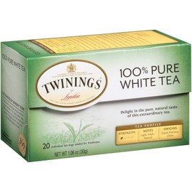 Twinings Fujian Chinese Pure White Tea, 20-Count Pack of 6, Individually Wrapped Tea Bags, Light & Fresh, Caffeinated