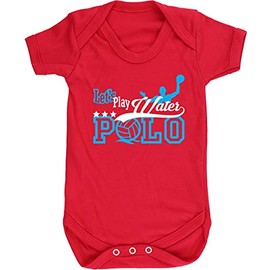 Hippowarehouse Let's Play Water Polo Baby Vest Bodysuit (Short Sleeve) Boys Girls Red