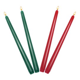4 Packs Dripless Unscented Red and Green Taper Candles, 10 Inch Tall Colored Candlesticks for Christmas Wedding Holiday Party Dinner Decor