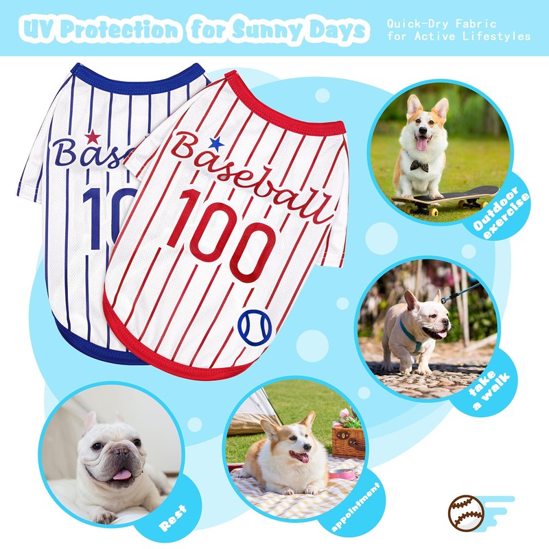 Paiaite Sleek Striped Dog Vest: Sleeveless Baseball-Style Dog Shirt, Ideal