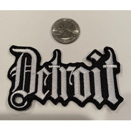 Unbranded DETROIT VINTAGE EMBROIDERED  IRON ON PATCH. 3 1/2"x 2" (White)  BEAUTIFUL!