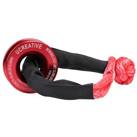 Ucreative Red Recovery Ring and 2PCS Red Soft Shackle (1/2 Inch x 22 Inch) kit for Synthetic Winch Rope for ATV UTV SUV Truck Off-Road Vehicle Recovery
