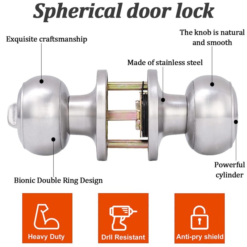Brigligh High-Security Stainless Steel Door Handle - with Lock and