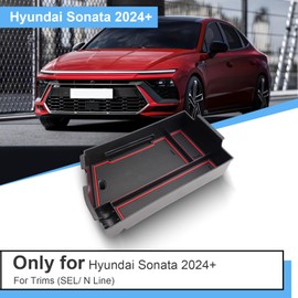 Coleya 2024 2025 Sonata Center Console Organizer for Hyundai Sonata(S/SEL/SEL Convenience/Limited/N Line), Durable ABS Plastic 2024 Sonata Console Tray Insert 2025 Sonata Hybrid Accessories (Red)