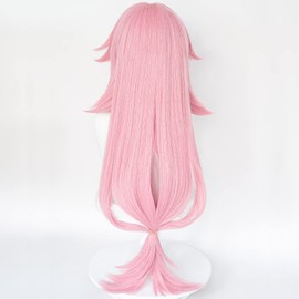 Alacos Anime Multiple Roles Cosplay Wigs for Genshin Impact Long Pink Wavy Costume Wig+ Free Cap (Pink Yae Miko)