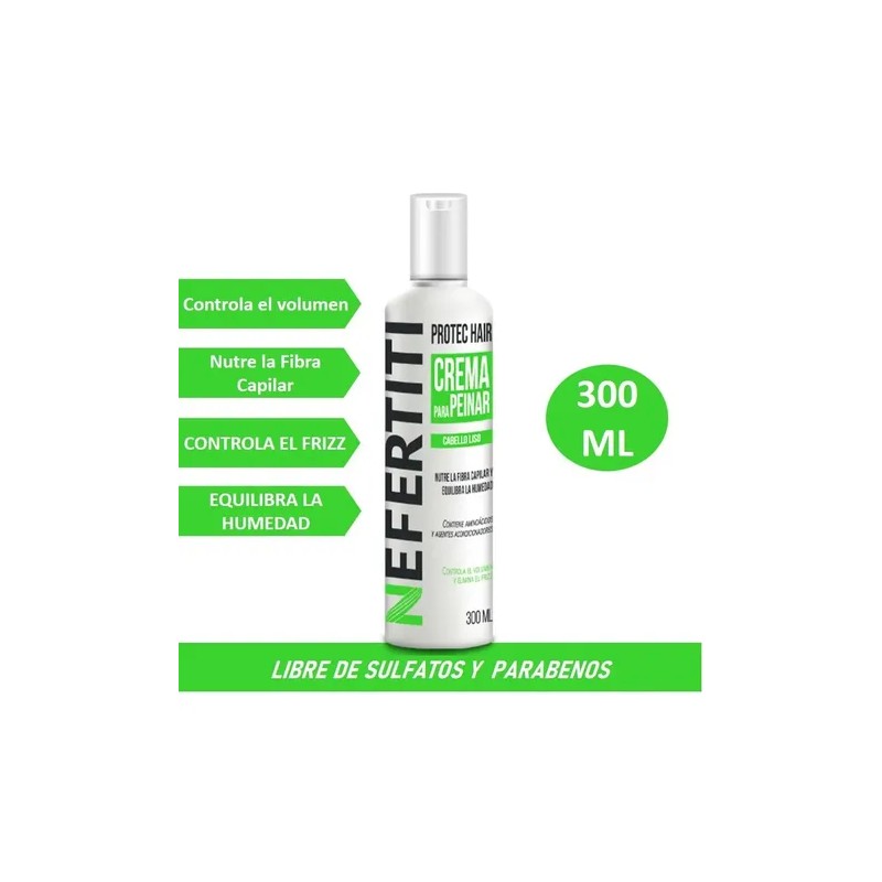 Nefertiti Crema Para Peinar Cabello Liso Anti Frizz 300ml