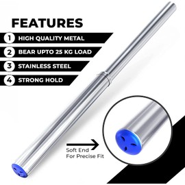 Rocoel Wardrobe Rail and Fittings 30-50 cm – Stainless Steel Extendable Clothes Rail Pole with End Sockets & Screws - Heavy Duty & Rust Resistant for Wardrobe, Shower, Balcony, Windows