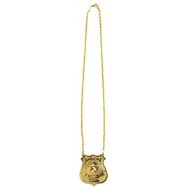 Police Badge Sheriff FBI Gold Necklace Special Police Cop Officer Fancy Dress Accessory