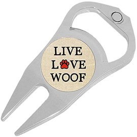 NewCharms Live Love Woof Golf Ball Marker Divot Repair Tool Bottle Opener