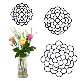 KOYILTD 3 Pcs Modern Flower Frog Metal Flower Arrangement Holder Floral Grid Used for Vase Flower Arrangement Art Convenient Stem Holder for Flowers Flower Frog Organizer Metal Lid for Vase (Black)